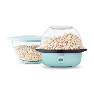 DASH SmartStore™ Deluxe Stirring Popcorn Maker, Hot Oil Electric Popcorn Machine with Large Lid for Serving Bowl and Convenient Storage, 24 Cups – Aqua