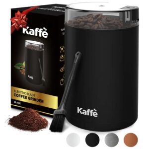 Kaffe Coffee Grinder Electric - Spice Grinder w/ Cleaning Brush, Easy On/Off - Perfect for Espresso, Herbs, Spices, Nuts, Grain - 3.5oz / 14 Cup. Black