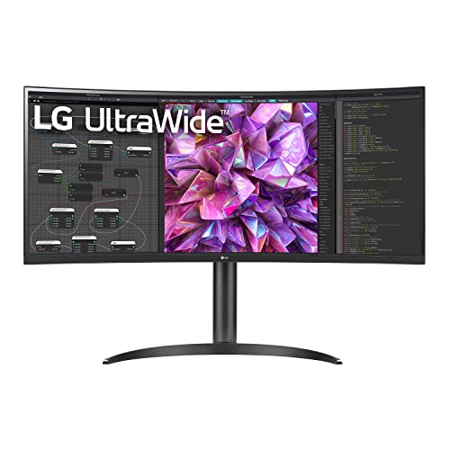 LG UltraWide QHD 34-Inch Curved Computer Monitor 34WQ73A-B, IPS with HDR 10 Compatibility, Built-In KVM, and USB Type-C, Black