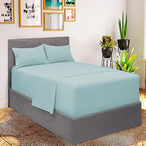 Mellanni Extra Deep Pocket King Size Sheets - Hotel Luxury 1800 Bedding Sheets & Pillowcases - Extra Deep Pocket Sheets up to 21" Mattress - Ultra Soft Cooling Bed Sheet Set - 4 PC (King, Baby Blue)
