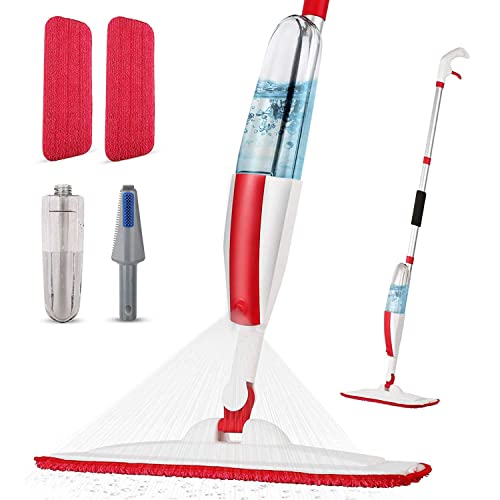 Mops for Floor Cleaning Wet Spray Mop with 14 oz Refillable Bottle and 2 Washable Microfiber Pads Home or Commercial Use Dry Wet Flat Mop for Hardwood Laminate Wood Ceramic