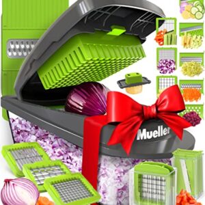 Mueller Pro-Series 10-in-1, 8 Blade Vegetable Slicer, Onion Mincer Chopper, Vegetable Chopper, Cutter, Dicer, Egg Slicer with Container