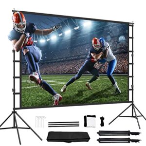 Projector Screen and Stand, 100 inch Portable Projection Screen 16:9 4K HD Rear Front Projections Movies Screen for Indoor Outdoor Home Theater Backyard(100)