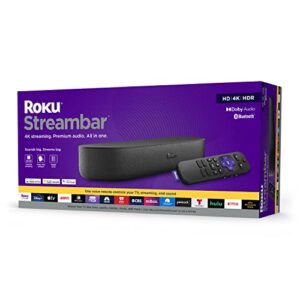 Roku Streambar | 4K/HD/HDR Streaming Media Player & Premium Audio, All In One, Includes Roku Voice Remote