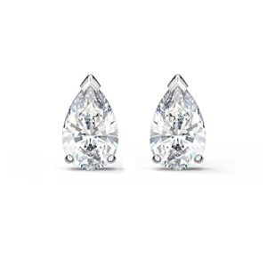 Swarovski Attract Pear Shaped Stud Pierced Earrings with Clear Crystals on a Rhodium Plated Post with a Butterfly Back Closure