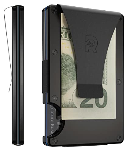 The Ridge Minimalist Slim Wallet For Men - RFID Blocking Front Pocket Credit Card Holder (Black)