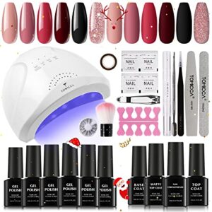 TOMICCA Gel Nail Polish Kit with UV Light- Gel Manicure Kit, 23Pcs Nail Gel Kit with Lamp Starter Kit, 6 Color Gel Nail Polish All in One Set for Beginner Professional Nail Salon