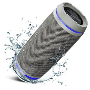 TREBLAB HD77 Gray - Premium Bluetooth Portable Speaker - 360° HD Surround Sound - Wireless Dual Pairing - 25W of Stereo Sound - DualBass Technology - IPX6 Waterproof Design with up to 20H of Run Time