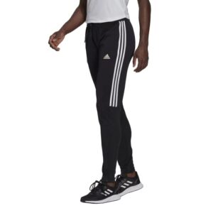 adidas Women's AEROREADY Sereno Slim Tapered-Cut 3-Stripes Pants, Black/White, Medium