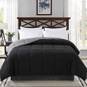 Cosybay Down Alternative Comforter (Black/Grey, Cal-King) - All Season Soft Quilted California King Size Bed Comforter - Duvet Insert with Corner Tabs -Winter Summer Warm Fluffy, 104x96 inches