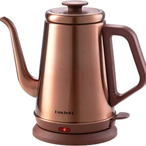 DmofwHi 1000W Gooseneck Electric Kettle (1.0L),100% Stainless Steel BPA Free Electric Tea Kettle with Auto Shut - Off Protection, Pour Over Coffee Kettle for Coffee and Tea-Copper