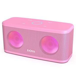 DOSS SoundBox Plus Portable Wireless Bluetooth Speaker with HD Sound and Deep Bass, Wireless Stereo Pairing, Built-in Mic, 20H Playtime, Portable Wireless Speaker for Home, Outdoor, Travel-Pink