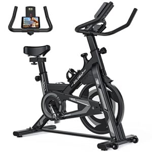 Exercise Bike - Stationary Indoor Cycling Bike for Home Gym with Tablet Holder and LCD Monitor,Silent Belt Drive,Comfortable Seat and Quiet Flywheel