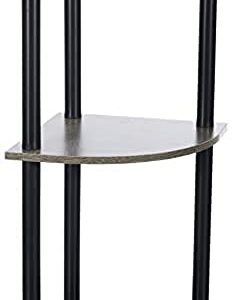 Furinno Turn-N-Tube 3-Tier Corner Display Rack Multipurpose Shelving Unit, French Oak Grey/Black, Model:12077GYW/BK