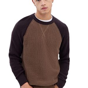 GAP Mens Textured Raglan Crew Sweater, Cozy Brown, Medium US