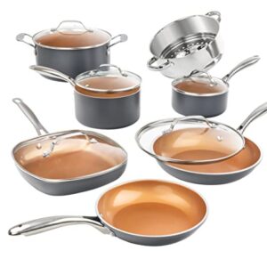 Gotham Steel Pots and Pans Set 12 Piece Cookware Set with Ultra Nonstick Ceramic Coating by Chef Daniel Green, 100% PFOA Free, Stay Cool Handles, Metal Utensil & Dishwasher Safe - 2020 Edition