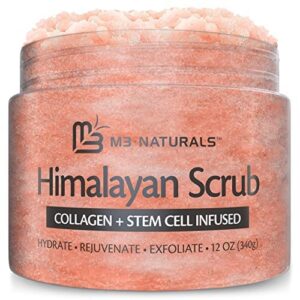 Himalayan Salt Foot and Body Scrub Infused with Collagen and Stem Cell Natural Exfoliating Salt Scrub for Acne Cellulite Deep Cleansing Scars Wrinkles Exfoliate and Moisturize Skin Polishes by M3 Naturals