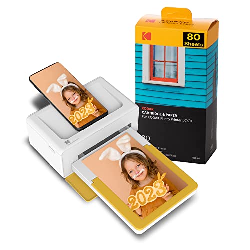 KODAK Dock Plus 4x6 Instant Photo Printer 80 Sheet Bundle (2022 Edition) – Bluetooth Portable Photo Printer Full Color Printing – Mobile App Compatible with iOS and Android – Convenient and Practical