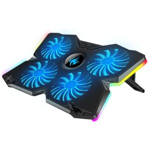 LIANGSTAR Laptop Cooling Pad, Laptop Cooler with 4 Big Cooling Fans and 7 Color RGB Lights, 7 Adjustable Height, 2 USB Ports, Laptop Fan Cooling Pad for 12-17 Inch, 2022 Version (RGB)