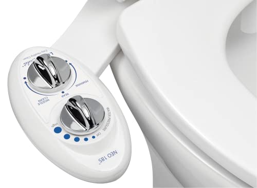 LUXE Bidet NEO 185 - Non-Electric Bidet Toilet Attachment with Self-cleaning Dual Nozzle and Adjustable Water Pressure for Sanitary and Feminine Wash (White)