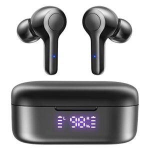 MOZOTER Bluetooth 5.2 Wireless Earbuds,Deep Bass Loud Sound Clear Call Noise Cancelling with 4 Microphones in-Ear Headphones with Wireless Charging Case Compatible for iPhone Android,Workout