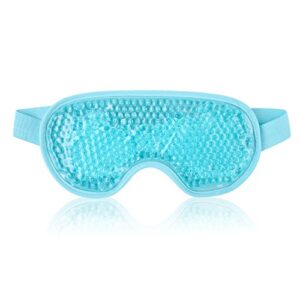 NEWGO Cooling Eye Mask Cold Eye Mask Reusable Gel Eye Mask for Puffy Eyes, Ice Eye Mask Frozen Eye Cold Compress for Dark Circles, Migraines, Stress Relief, Skin Care - Blue