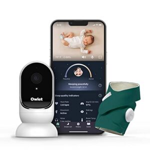 Owlet Dream Duo Smart Baby Monitor - HD Video Baby Monitor with Camera and Dream Sock: Only Baby Monitor to Track Heart Rate and Average Oxygen as Sleep Quality Indicators - Deep Sea Green