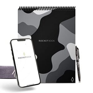 Rocketbook Flip - with 1 Pilot Frixion Pen & 1 Microfiber Cloth Included - Lunar Winter Cover, Camo Notebook, Letter Size (8.5" x 11")