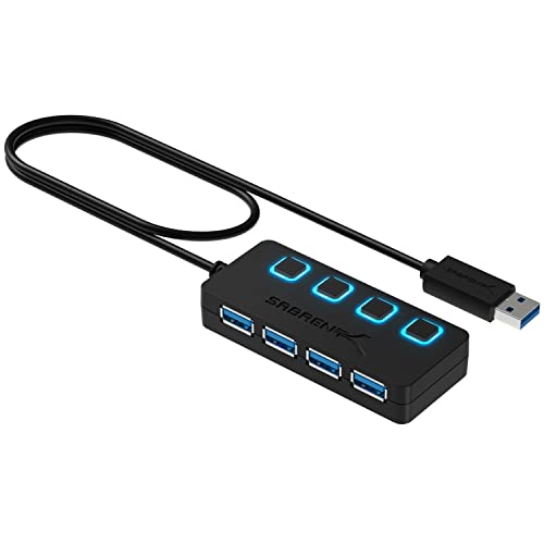 SABRENT 4 Port USB 3.0 Hub with Individual LED Power Switches (HB-UM43)