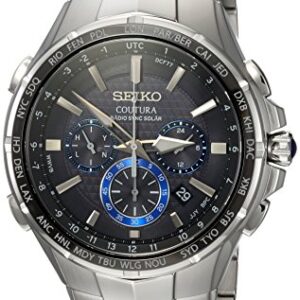SEIKO Men's COUTURA Stainless Steel Japanese-Quartz Watch with Stainless-Steel Strap, Silver, 26.3 (Model: SSG009)