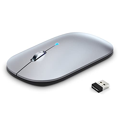 TECKNET Bluetooth Mouse, BT5.0/3.0 2.4GHz Rechargeable Wireless Mouse with USB Receiver, 4000DPI Slim Silent Computer Mouse for MacBook/Laptop/Pro/iPad/Windows