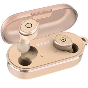 TOZO T10 Bluetooth 5.3 Wireless Earbuds with Wireless Charging Case IPX8 Waterproof Stereo Headphones in Ear Built in Mic Headset Premium Sound with Deep Bass for Sport Khaki (2022 Upgraded)