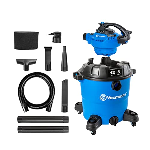 Vacmaster VBV1210, 12-Gallon* 5 Peak HP** Wet/Dry Shop Vacuum with Detachable Blower, Blue