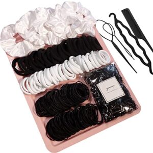 YANRONG 755PCS Hair Accessories for Woman Set Seamless Ponytail Holders Variety Hair Scrunchies Hair Bands Scrunchy Hair Ties For Thick and Curly (Black)