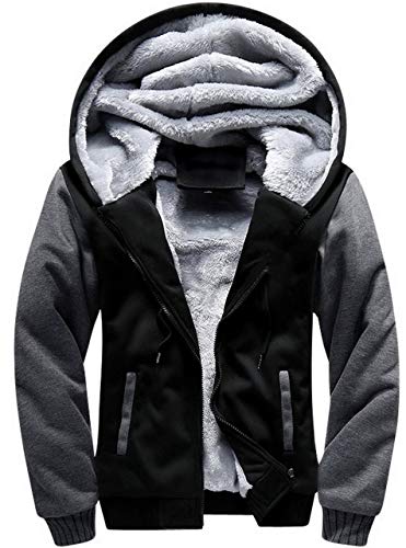 ZITY Men's Sweatshirt Full-Zip Fleece Hoodie Jacket Black