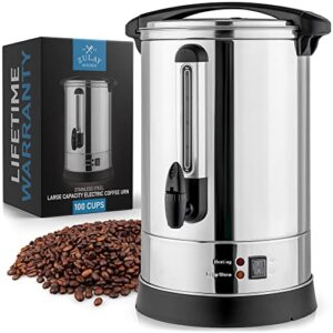 Zulay Premium 100 Cup Commercial Coffee Urn - Stainless Steel Large Coffee Dispenser For Quick Brewing - Automatic Hot Water Dispenser - Ideal for Large Crowds - Coffee Dispenser For Any Occasion