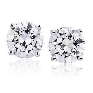 1/2 cttw Natural Diamond Earrings AGS Certified Diamond Stud Earrings for Women 14 Karat White Gold Round Brilliant Shaped Earrings 4 Prong Setting with Screw Back and Post Studs