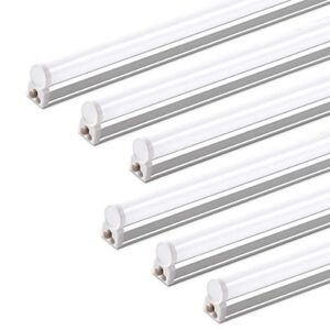 (6 Pack) Barrina LED T5 Integrated Single Fixture, 4FT, 2200lm, 6500K (Super Bright White), 20W, Utility LED Shop Light, Ceiling and Under Cabinet Light, Corded Electric with ON/OFF Switch, ETL Listed