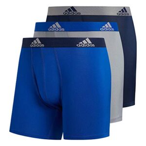 adidas Men's Performance Boxer Brief Underwear (3-Pack), Collegiate Royal Blue/Grey/Collegiate Navy, Large