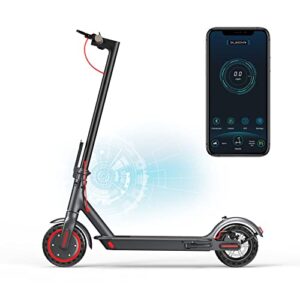 AovoPro ES80 Electric Scooter - 8.5" Solid Tires, 350W Motor , Up to 19 Miles Long-Range and 19 MPH Portable Folding Commuting Scooter for Adults with Double Braking System and App