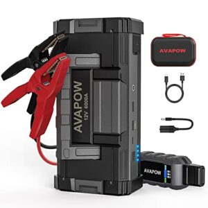 AVAPOW 6000A Car Battery Jump Starter(for All Gas or up to 12L Diesel) Powerful Car Jump Starter with Dual USB Quick Charge and DC Output,12V Jump Pack with Built-in LED Bright Light