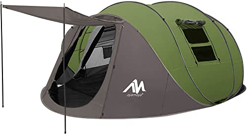 AYAMAYA Pop Up Tent 6 Person Easy Pop Up Tents for Camping with Vestibule, Double Layer Waterproof Instant Setup Popup Tent Big Family Camping Tents Beach Pop-up Tent Space for 2/3/4/5/6 People Man