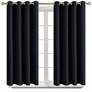 BGment Blackout Curtains for Living Room - Grommet Thermal Insulated Room Darkening Curtains for Bedroom, Set of 2 Panels (52 x 45 Inch, Black)