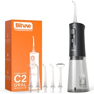 Bitvae Water Flosser Professional for Teeth , Portable 300ML Water Teeth Cleaner Picks , 3 Cleaning Modes 6 Jet Tips , IPX7 Waterproof , Package May Vary