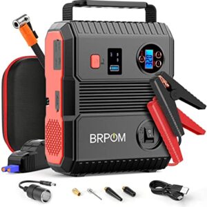 BRPOM Car Jump Starter with Tire Inflator, 150PSI 3000A Peak (Up to All Gas or 8.0L Diesel Engine, 50 Times) Portable Air Compressor 12V Auto Booster Battery Jump Box