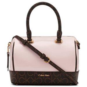 Calvin Klein Ashley Mini Bag Crossbody, Crystal Pink/Brown/Khaki Pearlized Patent