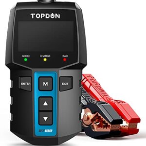 Car Battery Tester 12V Load Tester, TOPDON BT100 100-2000 CCA Automotive Alternator Tester Digital Auto Battery Analyzer Charging Cranking System Tester for Car Truck Motorcycle ATV SUV Boat Yacht