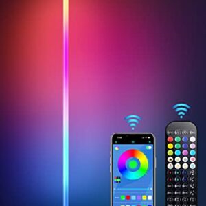 Docusvect Floor Lamp Color Changing, RGB IC Corner Floor Lamp 300+ Mode, 360° Fully Illuminated Smart Lamp 16 Million Colors, LED Floor Lamp for Living Room App Control/Music Sync (Multi-Colored)