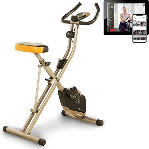 EXERPEUTIC Folding Bluetooth Smart Cloud Fitness Magnetic Upright Exercise Bike with Goal Setting and Free App
