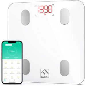 FITINDEX Smart Scale for Body Weight, Digital Bathroom Scale for Body Fat BMI Muscle, Weighting Machine with Bluetooth Body Composition Health Monitor Analyzer Sync Apps for People